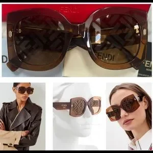 Fendi | Accessories | Fendi Roma Mirrored Brown Logo  display picture 1